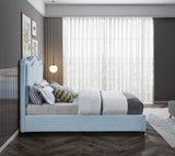 Felix Linen Textured Fabric / Engineered Wood / Foam Mid Century Modern Light Blue Linen Textured Fabric King Bed - 81" W x 86" D x 57" H