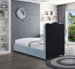 Felix Linen Textured Fabric / Engineered Wood / Foam Mid Century Modern Light Blue Linen Textured Fabric Twin Bed - 43.5" W x 81" D x 52.5" H