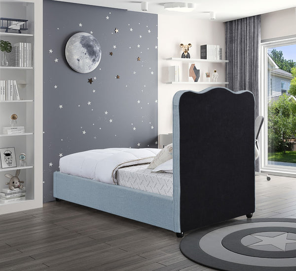 Felix Linen Textured Fabric / Engineered Wood / Foam Mid Century Modern Light Blue Linen Textured Fabric Twin Bed - 43.5" W x 81" D x 52.5" H