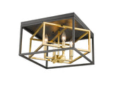 Bethel Black & Gold Flush Mount in Iron