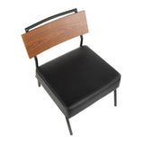 Fiji Contemporary Accent Chair in Black Faux Leather with Walnut Wood Accent by LumiSource