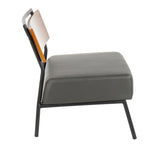 Fiji Contemporary Accent Chair in Grey Faux Leather with Walnut Wood Accent by LumiSource