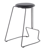 Finn Contemporary Counter Stool in Black Steel and Black Faux Leather by LumiSource - Set of 2