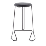Finn Contemporary Counter Stool in Black Steel and Black Faux Leather by LumiSource - Set of 2