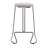 Finn Contemporary Counter Stool in Black Steel and Light Grey Fabric by LumiSource - Set of 2
