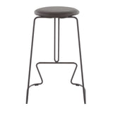 Finn Contemporary Counter Stool in Black Steel and Grey Faux Leather by LumiSource - Set of 2