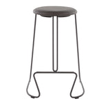 Finn Contemporary Counter Stool in Black Steel and Grey Faux Leather by LumiSource - Set of 2