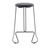 Finn Contemporary Counter Stool in Grey Steel and Black Faux Leather by LumiSource - Set of 2