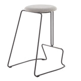 Finn Contemporary Counter Stool in Grey Steel and Light Grey Fabric by LumiSource - Set of 2