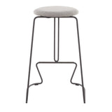 Finn Contemporary Counter Stool in Grey Steel and Light Grey Fabric by LumiSource - Set of 2