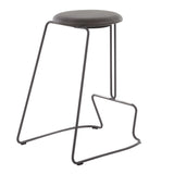 Finn Contemporary Counter Stool in Grey Steel and Grey Faux Leather by LumiSource - Set of 2