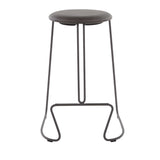 Finn Contemporary Counter Stool in Grey Steel and Grey Faux Leather by LumiSource - Set of 2