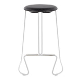 Finn Contemporary Counter Stool in White Steel and Black Faux Leather by LumiSource - Set of 2