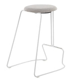 Finn Contemporary Counter Stool in White Steel and Light Grey Fabric by LumiSource - Set of 2