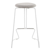Finn Contemporary Counter Stool in White Steel and Light Grey Fabric by LumiSource - Set of 2