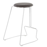Finn Contemporary Counter Stool in White Steel and Grey Faux Leather by LumiSource - Set of 2
