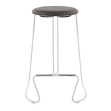 Finn Contemporary Counter Stool in White Steel and Grey Faux Leather by LumiSource - Set of 2