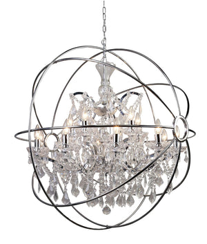 Bethel Chrome Chandelier in Metal & Crystal