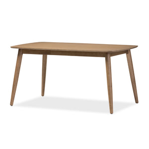 Baxton Studio Edna Mid-Century Modern French "Oak" Light Brown Finishing Wood Dining Table