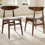 Baxton Studio Flora Mid-Century Modern Light Grey Fabric and "Oak" Medium Brown Finishing Wood Dining Chair