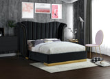 Flora Velvet / Engineered Wood / Metal / Foam Contemporary Black Velvet Queen Bed (3 Boxes) - 82.5" W x 88" D x 63.5" H