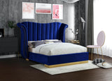 Flora Velvet / Engineered Wood / Metal / Foam Contemporary Navy Velvet Queen Bed (3 Boxes) - 82.5" W x 88" D x 63.5" H