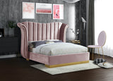 Flora Velvet / Engineered Wood / Metal / Foam Contemporary Pink Velvet King Bed (3 Boxes) - 98.5" W x 88" D x 63.5" H