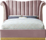 Flora Velvet / Engineered Wood / Metal / Foam Contemporary Pink Velvet King Bed (3 Boxes) - 98.5" W x 88" D x 63.5" H