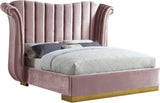 Flora Velvet / Engineered Wood / Metal / Foam Contemporary Pink Velvet Queen Bed (3 Boxes) - 82.5" W x 88" D x 63.5" H