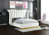 Flora Velvet / Engineered Wood / Metal / Foam Contemporary White Velvet Queen Bed (3 Boxes) - 82.5" W x 88" D x 63.5" H