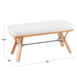 Folia Mid-Century Modern Bench in Natural Wood and Cream Fabric by LumiSource