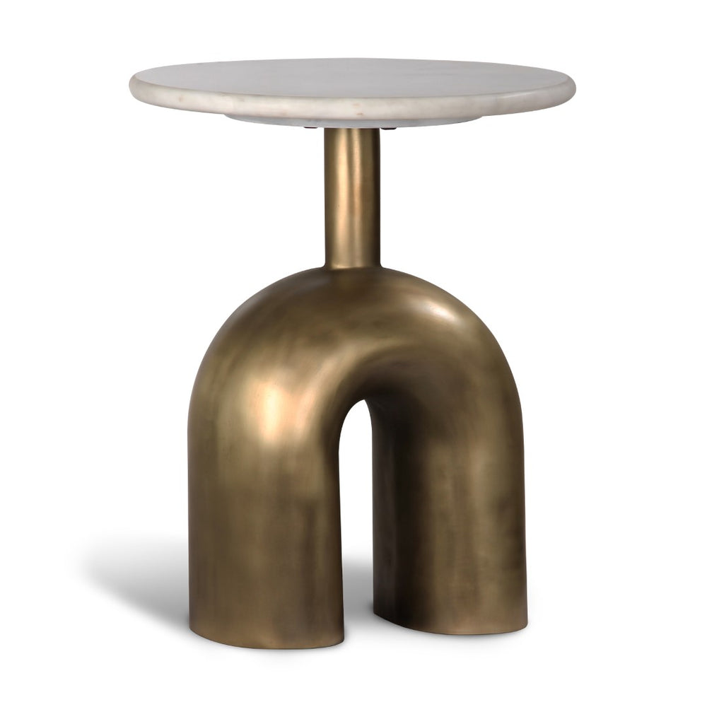 Union Home Fork Side Table Antique Brass Aluminium & Marble