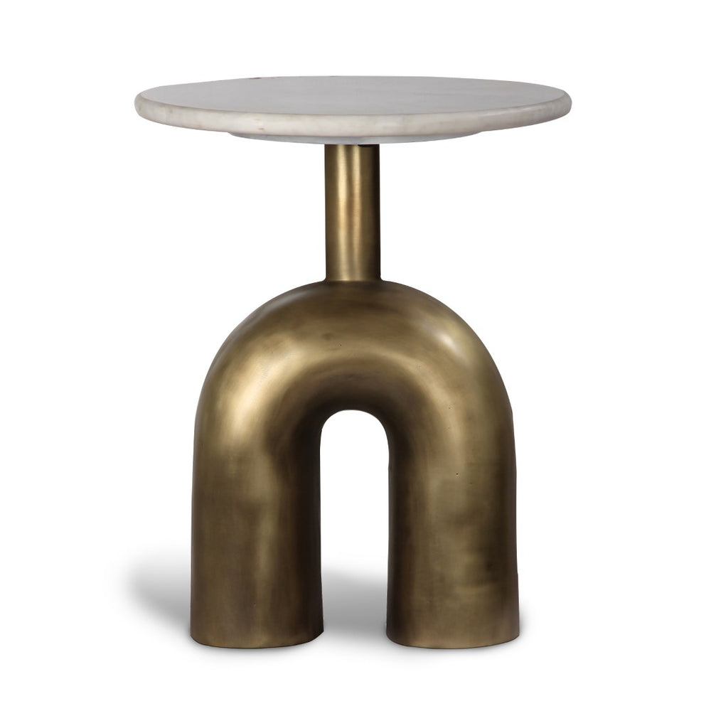Union Home Fork Side Table Antique Brass Aluminium & Marble