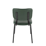 Foundry Contemporary Chair in Black Metal and Green Faux Leather with Green Zig Zag Stitching by LumiSource - Set of 2