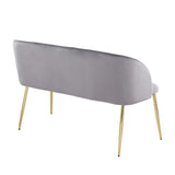Fran Glam Bench in Gold Steel and Grey Velvet by LumiSource