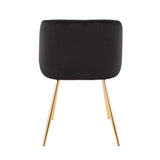 Fran Contemporary Chair in Gold Metal and Black Velvet by LumiSource - Set of 2