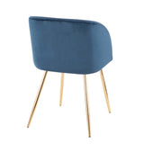 Fran Contemporary Chair in Gold Metal and Blue Velvet by LumiSource - Set of 2