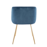 Fran Contemporary Chair in Gold Metal and Blue Velvet by LumiSource - Set of 2
