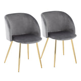 Fran Contemporary Chair in Gold Metal and Silver Velvet by LumiSource - Set of 2