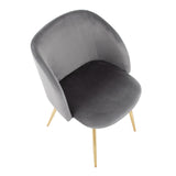 Fran Contemporary Chair in Gold Metal and Silver Velvet by LumiSource - Set of 2