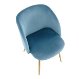 Fran Contemporary Chair in Gold Steel and Light Blue Velvet by LumiSource - Set of 2