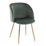 Fran Contemporary Chair in Gold Metal and Sage Green Velvet by LumiSource - Set of 2