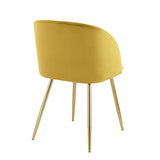 Fran Contemporary Chair in Gold Metal and Chartreuse Velvet by LumiSource - Set of 2