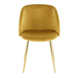 Fran Contemporary Chair in Gold Metal and Chartreuse Velvet by LumiSource - Set of 2