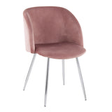 Fran Contemporary Chair in Chrome and Pink Velvet by LumiSource - Set of 2