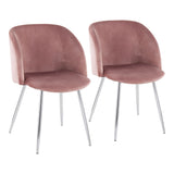 Fran Contemporary Chair in Chrome and Pink Velvet by LumiSource - Set of 2