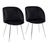 Fran Contemporary Chair in Chrome and Black Velvet by LumiSource - Set of 2