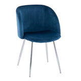 Fran Contemporary Chair in Chrome and Blue Velvet by LumiSource - Set of 2