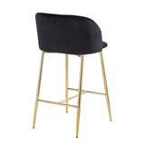 Fran Contemporary Counter Stool in Gold Steel and Black Velvet by LumiSource - Set of 2