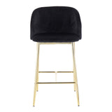 Fran Contemporary Counter Stool in Gold Steel and Black Velvet by LumiSource - Set of 2